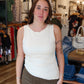 BY TOGETHER SCALLOPED HEM RUCHED SIDES TANK