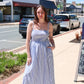 SIX FIFTY “EBONY” STRIPED POPLIN SMOCKED DRESS