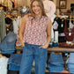 VELVET HEART "PARADISE TILE" BUTTON DOWN BACK TOP