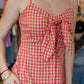 MIOU MUSE GINGHAM PATTERNED MAXI DRESS