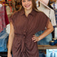 STEVE MADDEN “TORI” TEXTURED RUCHED MIDI DRESS