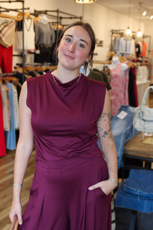 BY TOGETHER SLEEVELESS RUCHED “BUTTER” TOP