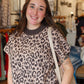 PINCH LEOPARD CAP SLEEVE KNIT SWEATER