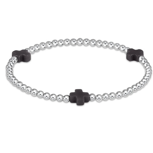 SIGNATURE CROSS STERLING 3MM ONYX BRACELET