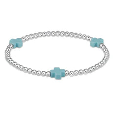 SIGNATURE CROSS STERLING 3MM TURQUOISE BRACELET