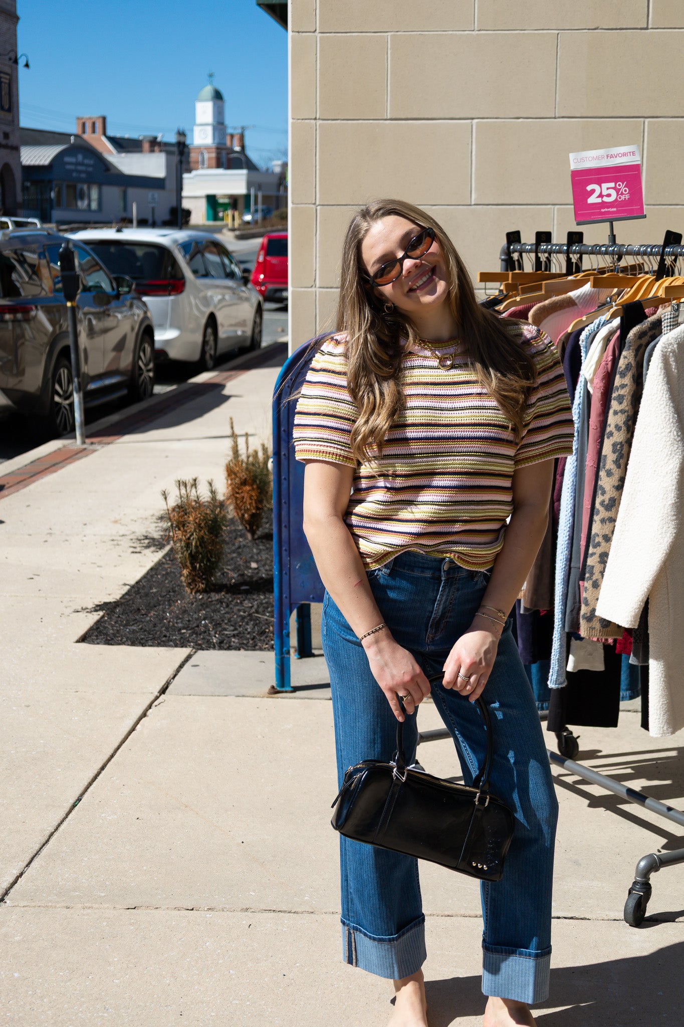 SIMONE STRIPED SHORT SLEEVE SWEATER