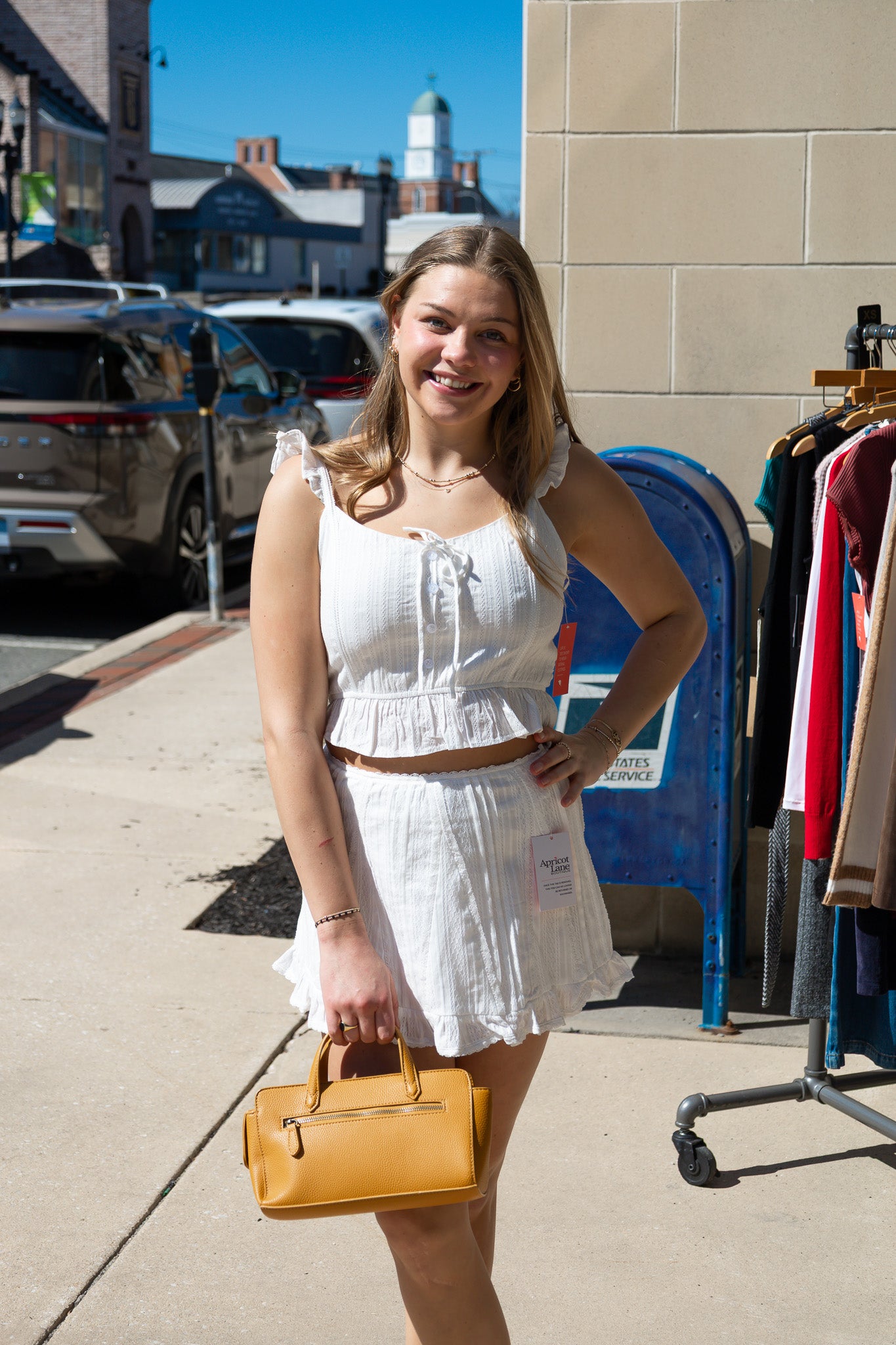 MINI SKIRT W/ PINTUCK AND LACE DETAIL