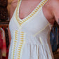 LIVERPOOL SLEEVELESS V-NECK STRIPED MIDI DRESS