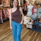 STEVE MADDEN HADLEIGH KNIT ROSETTE TOP
