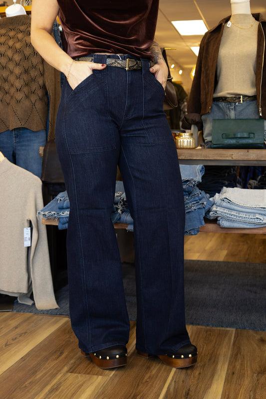 LIVERPOOL "STRIDE" HR WIDE LEG W/TRAPUNTO PATCH POCKET