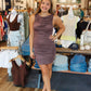 LINE & DOT “DIANE” DRAPED MINI DRESS