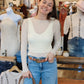 DAVI & DANI LONG SLEEVE POLKA DOT MESH TOP