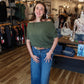 SIX FIFTY GREEN SHORT SLEEVE ANYWHERE TOP