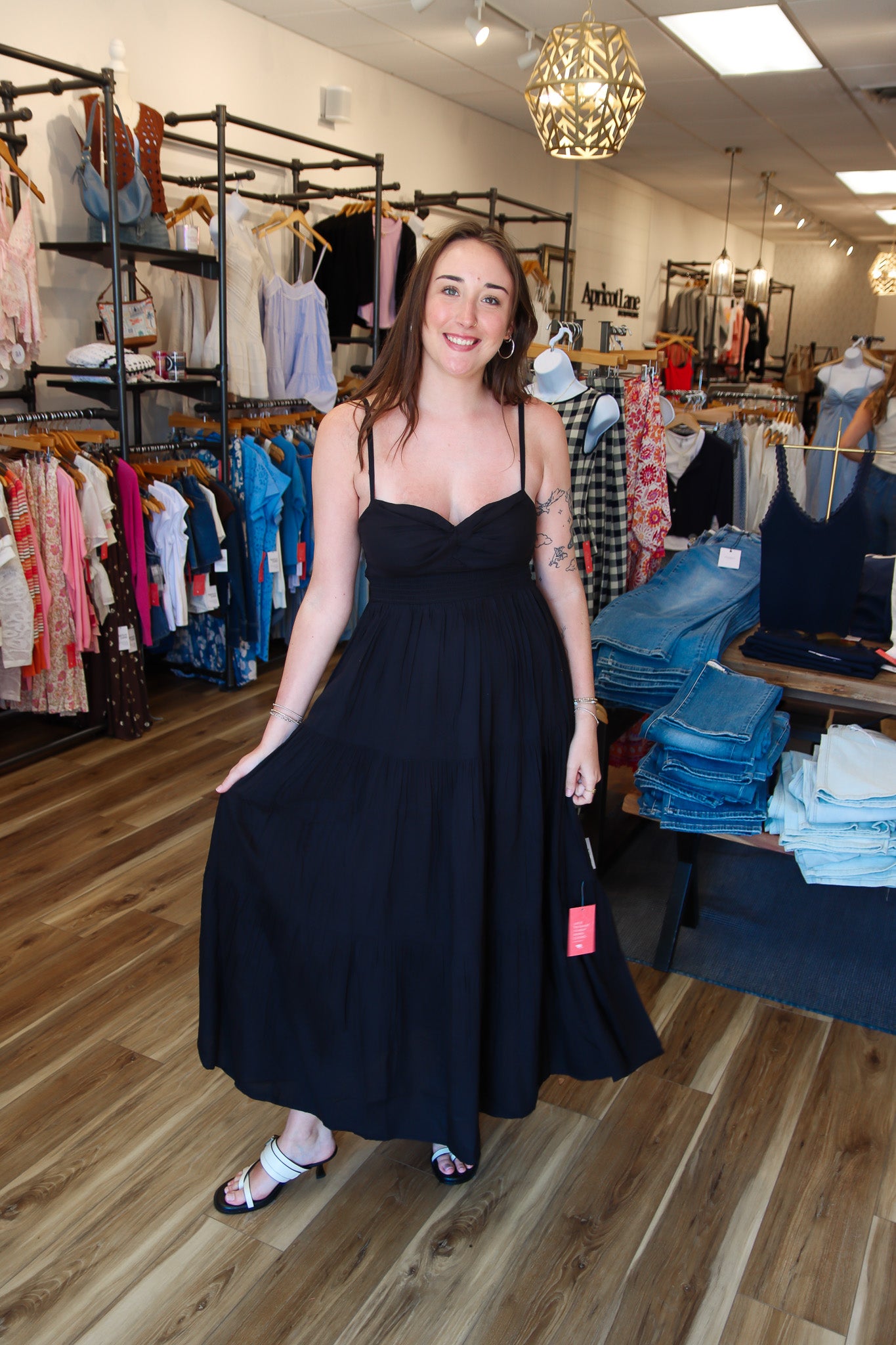 MOLLY BRACKEN “DEB” SMOCKED WAIST MAXI DRESS