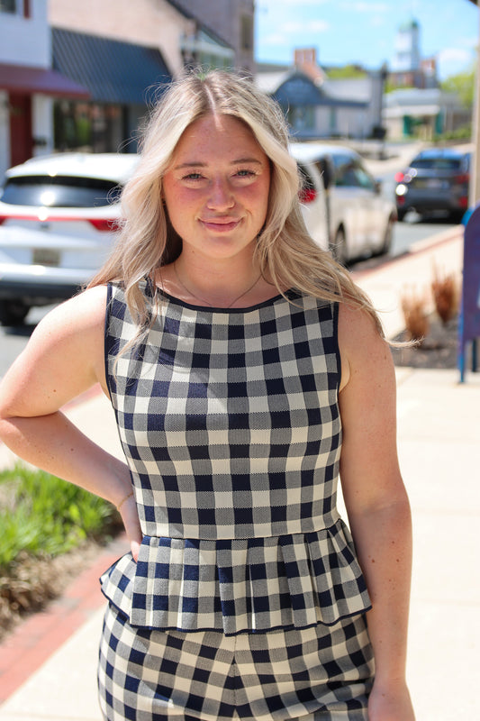 CURRENT AIR “CLARA” PEPLUM KNIT TOP