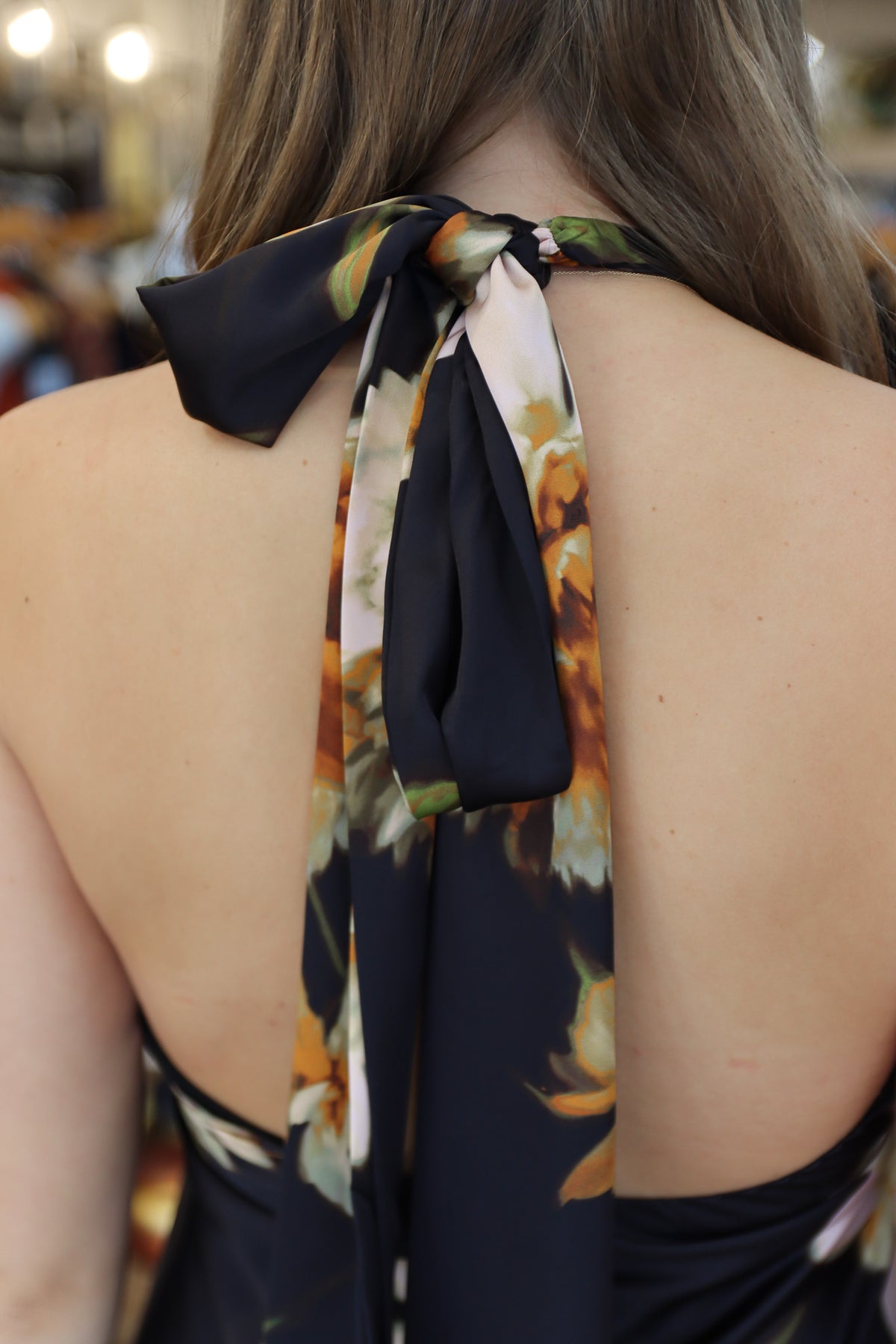 DRESS FORUM NIGHTFALL BLOOM GOLD DETAIL