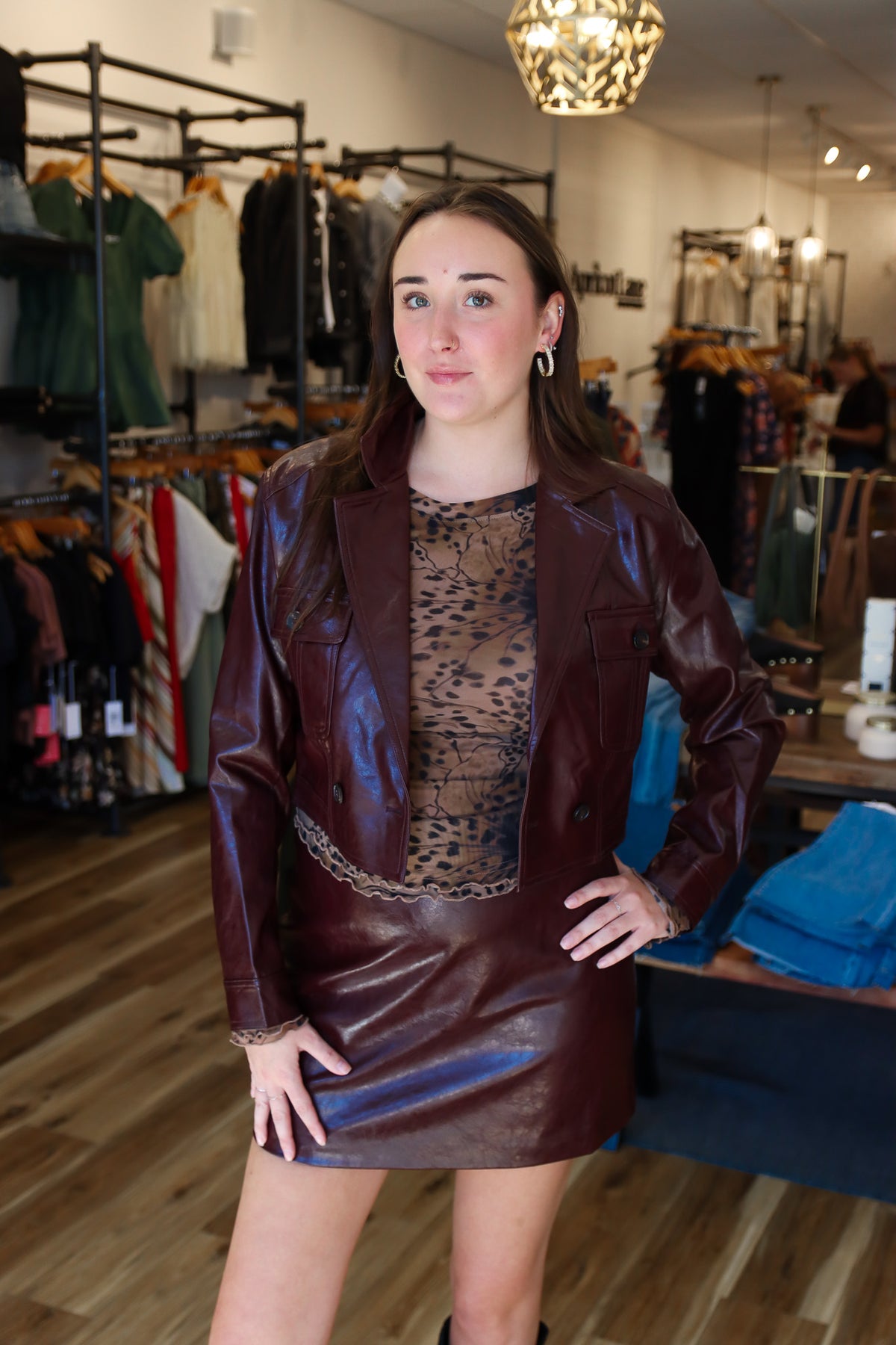 LUCY PARIS “HART” FAUX LEATHER MINI SKIRT