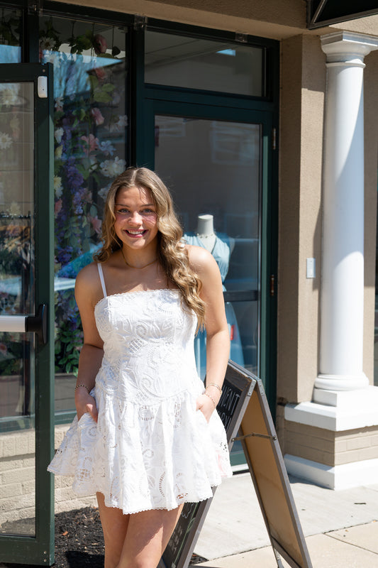 STEVE MADDEN "GIADA" EYELET MINI DRESS