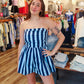 NEEDII STRIPED TUBE PLEATED BODICE ROMPER