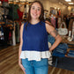 BY TOGETHER GAUZE LINED SLEEVELESS SWEATER TOP