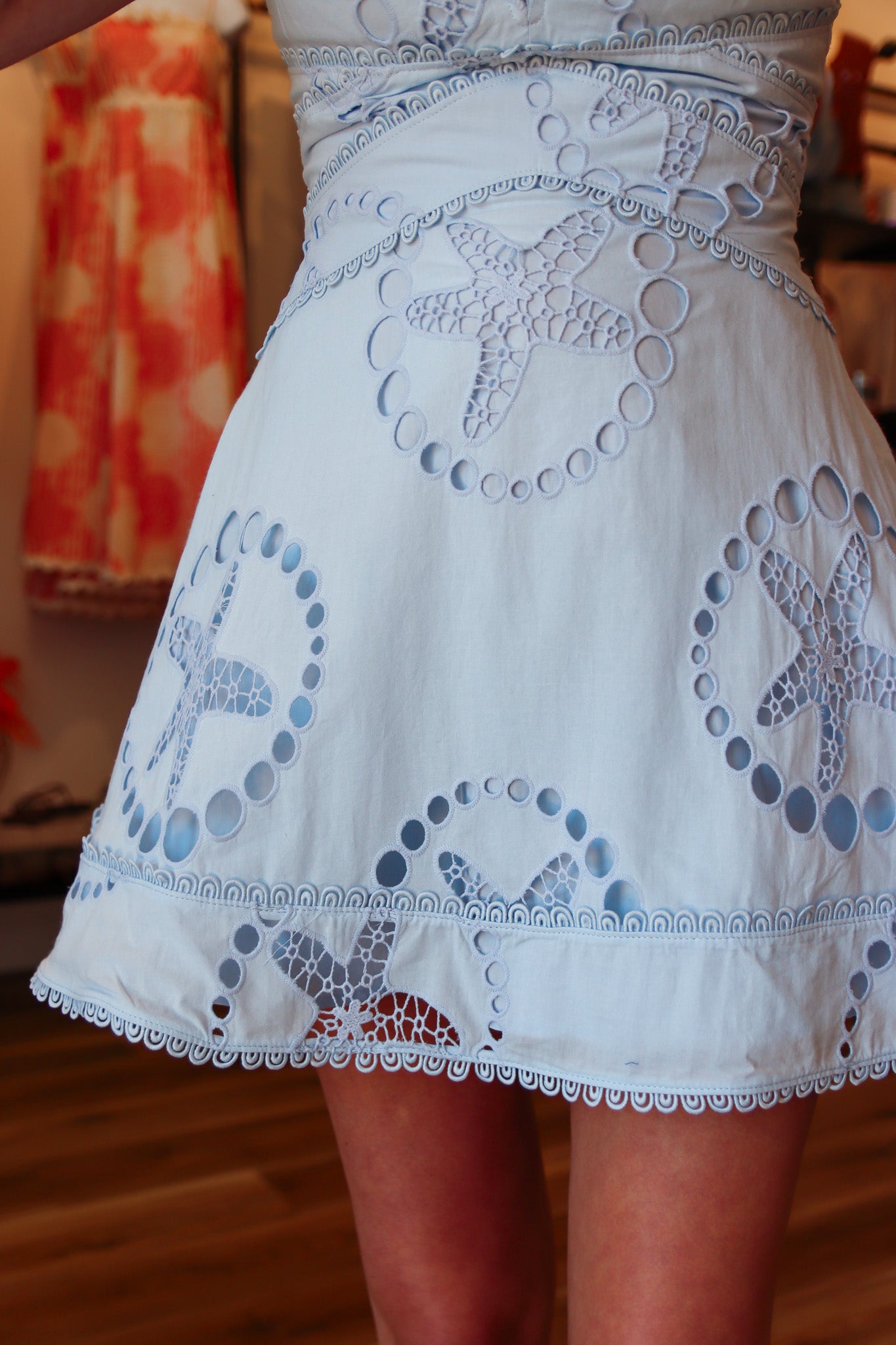 MABLE STARFISH EYELET LACE MINI DRESS