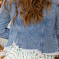 HIDDEN DISTRESSED CROPPED FITTED DENIM JACKET