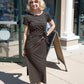 MOLLY BRACKEN STRIPED TIE WAIST MIDI DRESS