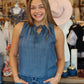 VELVET HEART "LAYLA" DOUBLE TIE HIGH NECK TOP