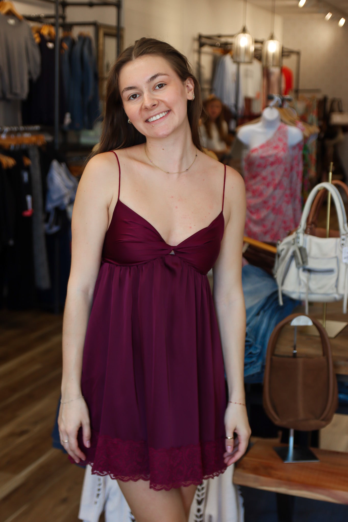 SKY TO MOON SATIN TWISTED SWEETHEART MINI DRESS