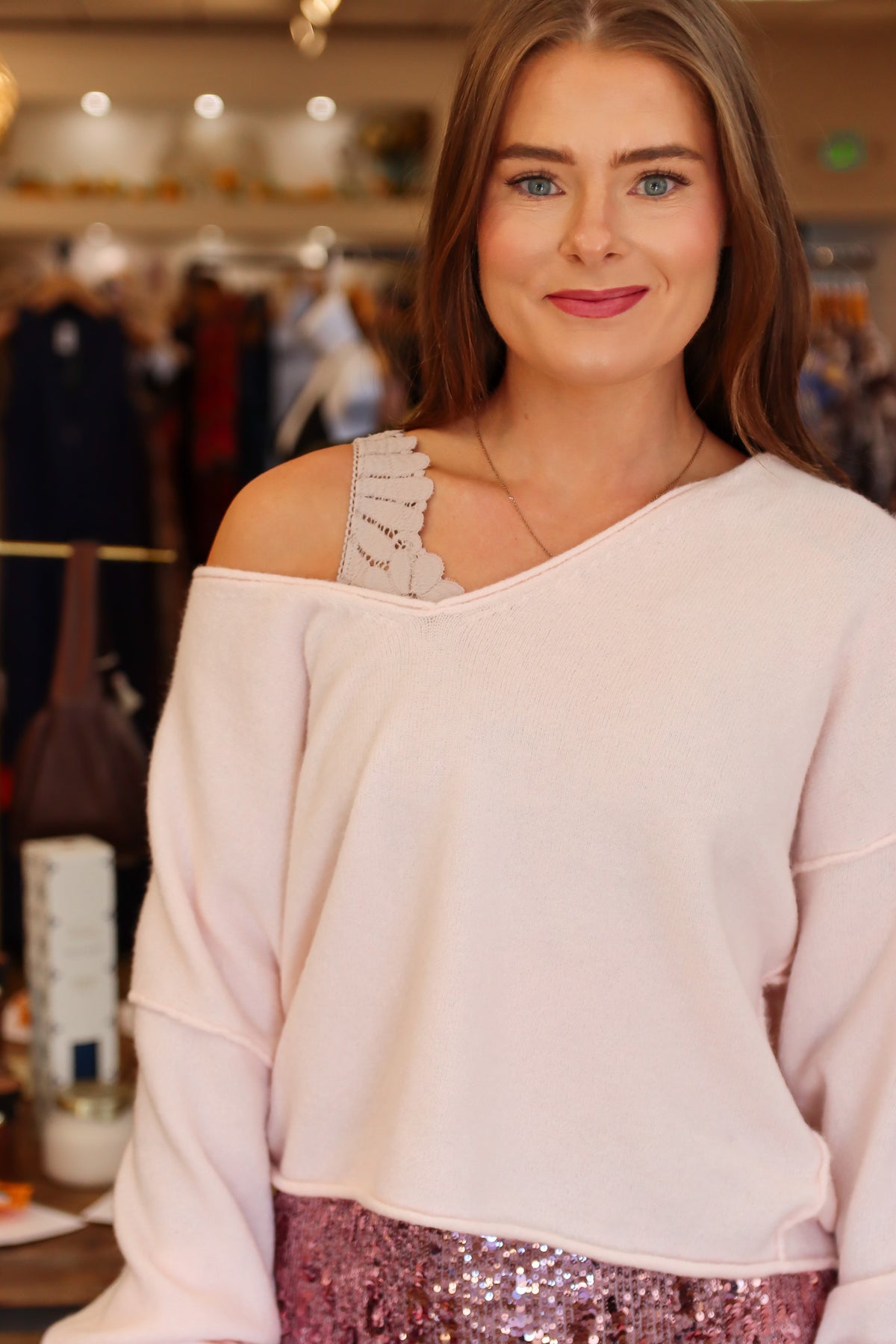 FREE PEOPLE SEE ME V-NECK PULLOVER