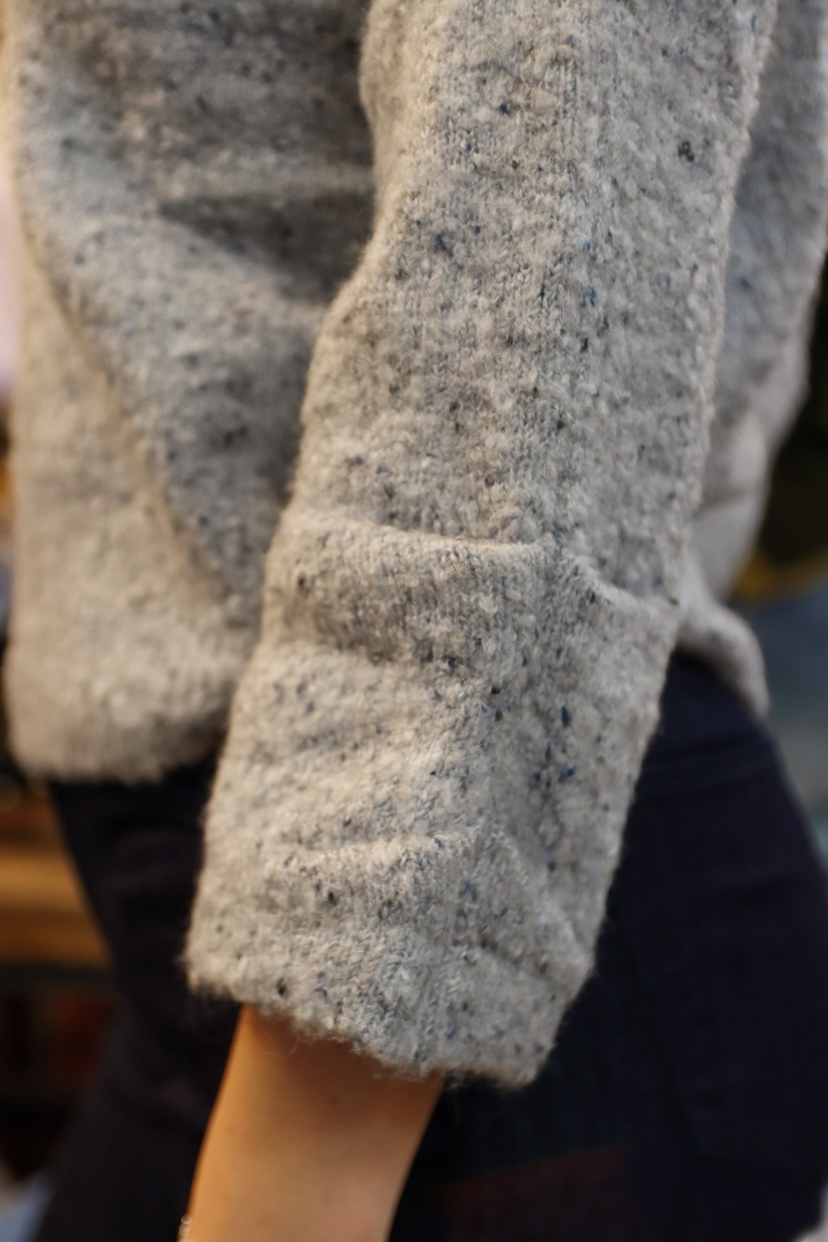 THML SPECKLED PINK TUCKED SLEEVE SWEATER