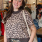 PINCH LEOPARD CAP SLEEVE KNIT SWEATER