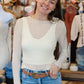 DAVI & DANI LONG SLEEVE POLKA DOT MESH TOP