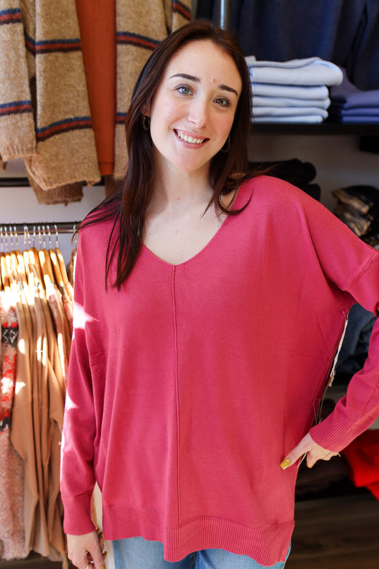 Dreamer V Neck Front Seam Sweater