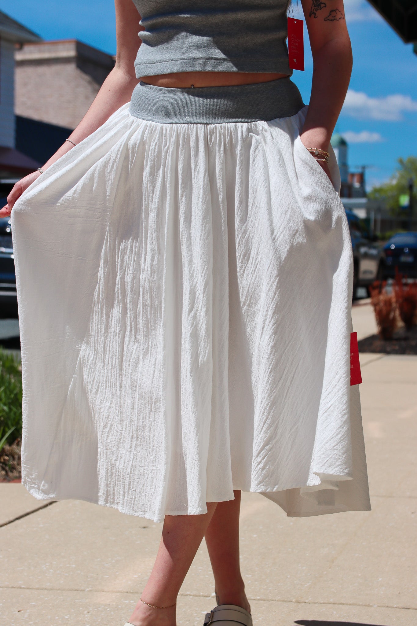 BY TOGETHER ASYMMETRICAL MIDI SKIRT