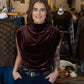 Velvet Draped Mockneck Crop Top