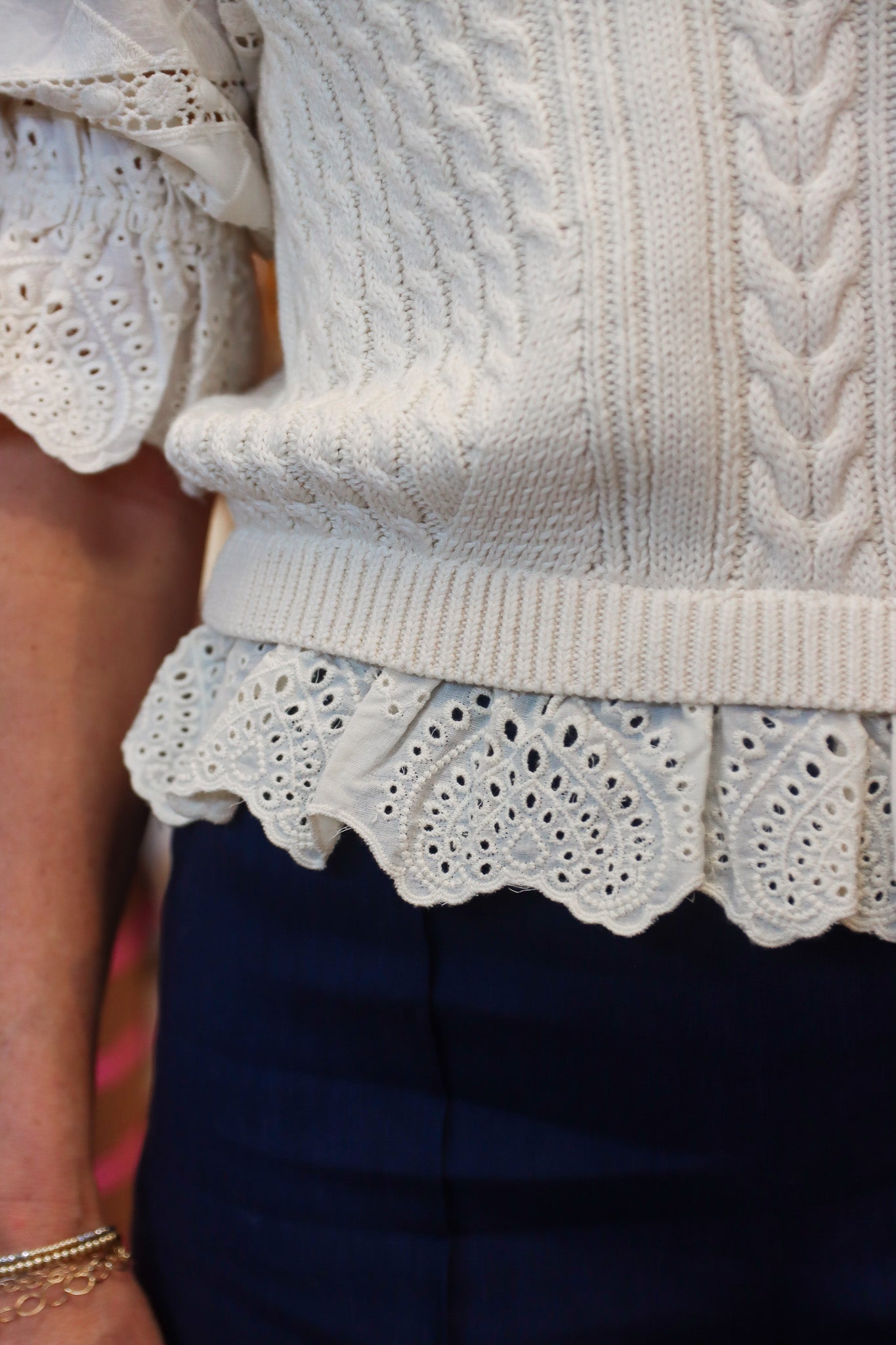 DEAR JOHN SABINE LACE/CROCHET SWEATER