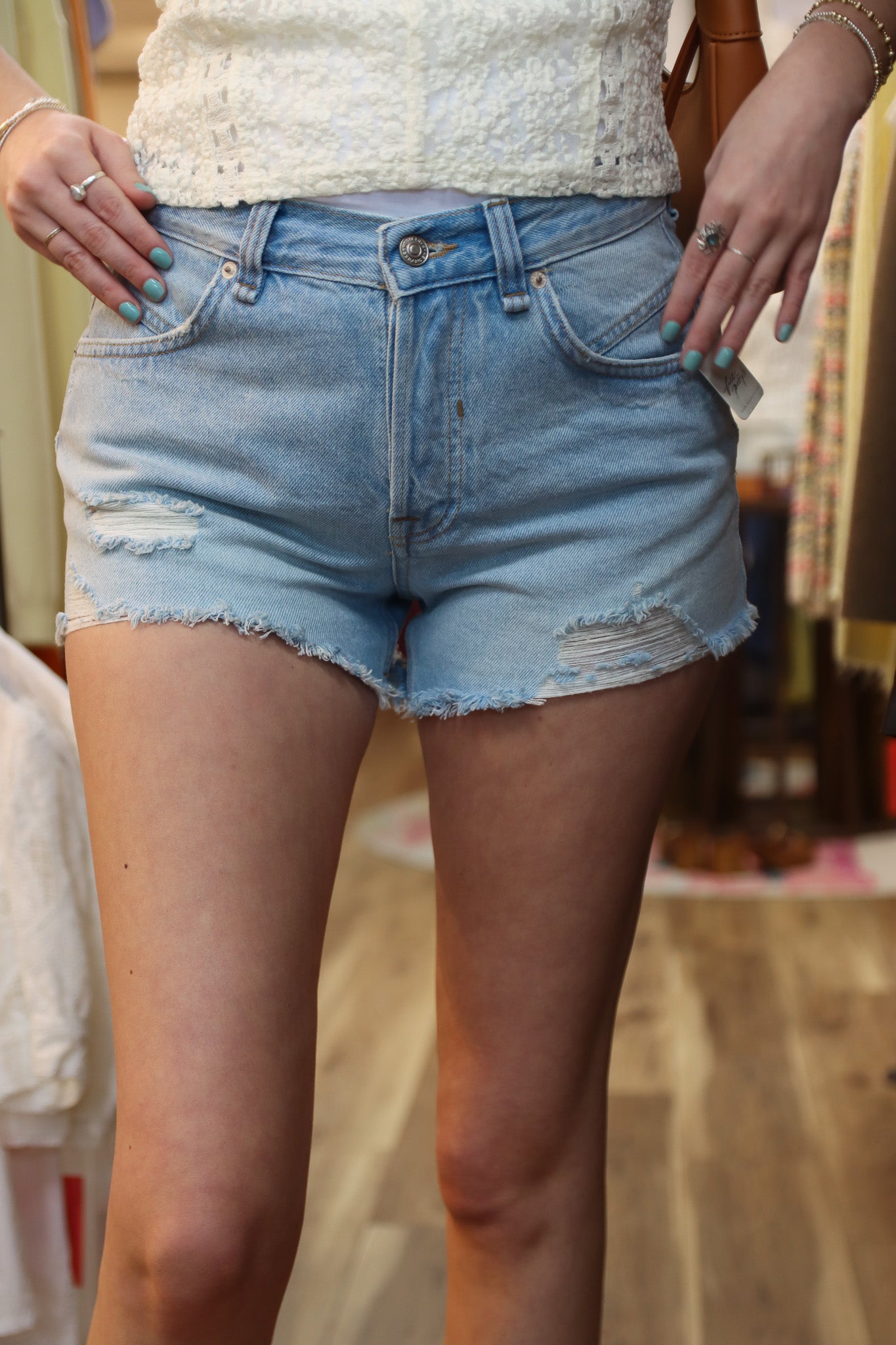 FREE PEOPLE NOW OR NEVER DENIM SHORT