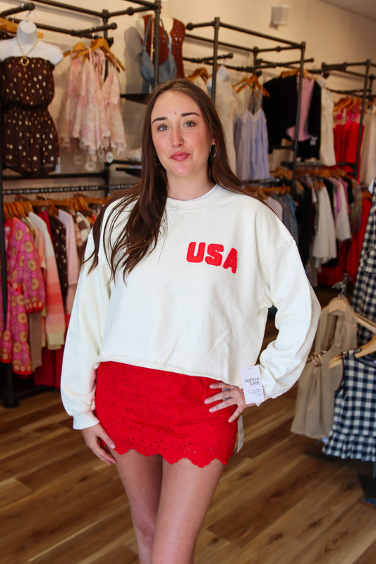 BY TOGETHER USA CROPPED CREW NECK