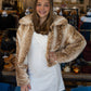 DEER PRINT FUAX FUR CROPPED JACKET
