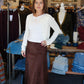 NEEDII SUEDE HANDKERCHIEF MIDI SKIRT
