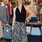 ELAN SMOCKED WAIST ZEBRA FLOWY PANT