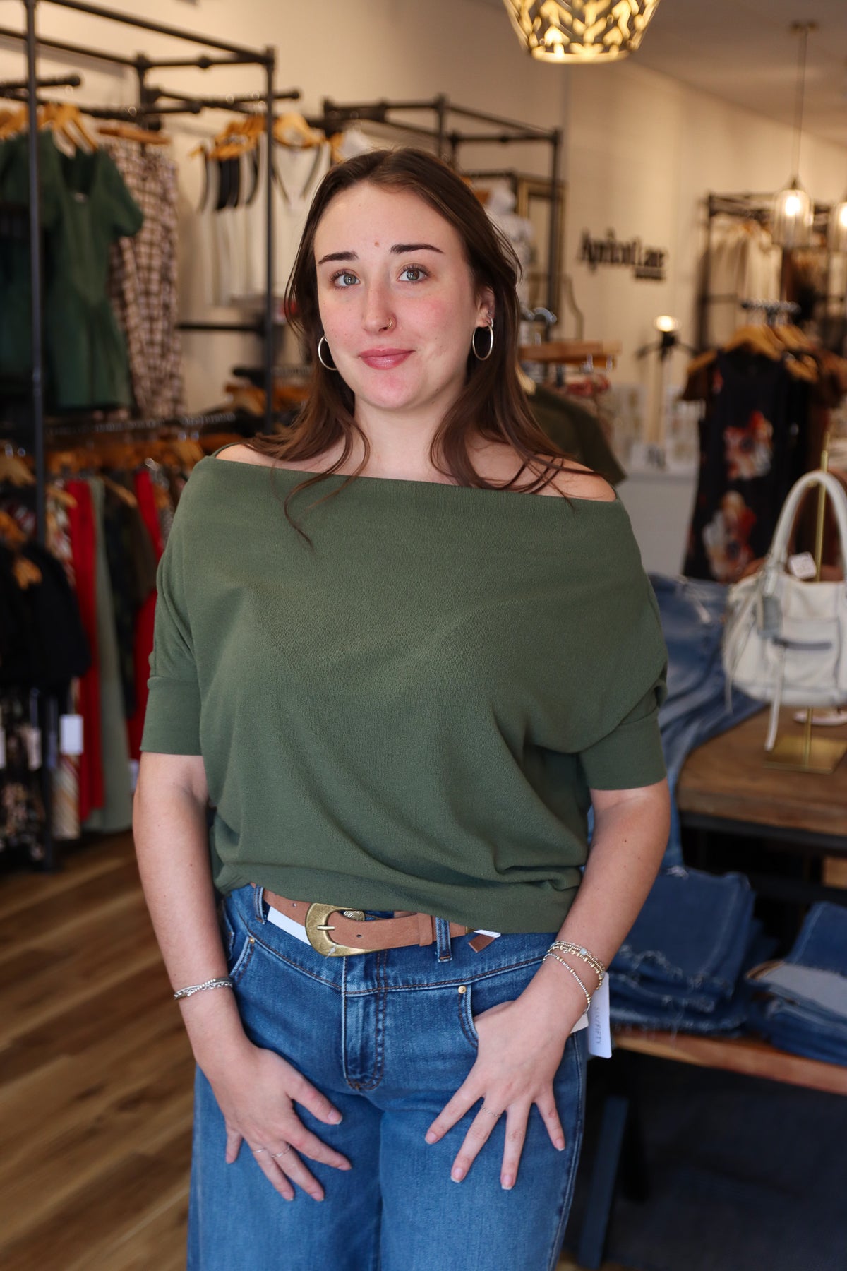 SIX FIFTY GREEN SHORT SLEEVE ANYWHERE TOP