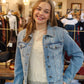 HIDDEN DETACHABLE FUR COLLAR DENIM JACKET