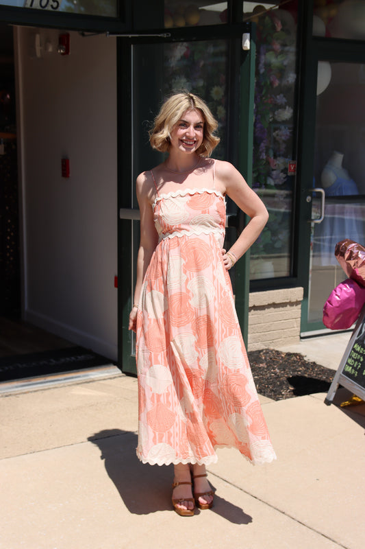 BY TOGETHER RIC RAC HEM SHELL MAXI DRESS