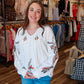 MOLLY BRACKEN “OLIVIA” FLORAL DETAIL BLOUSE