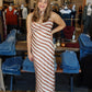 BABY PINK ABSTRACT STRIPE COWL NECK SCARF MAXI