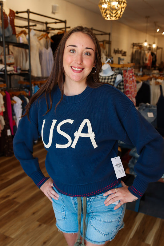 BY TOGETHER “USA” LONG SLEEVE SWEATER