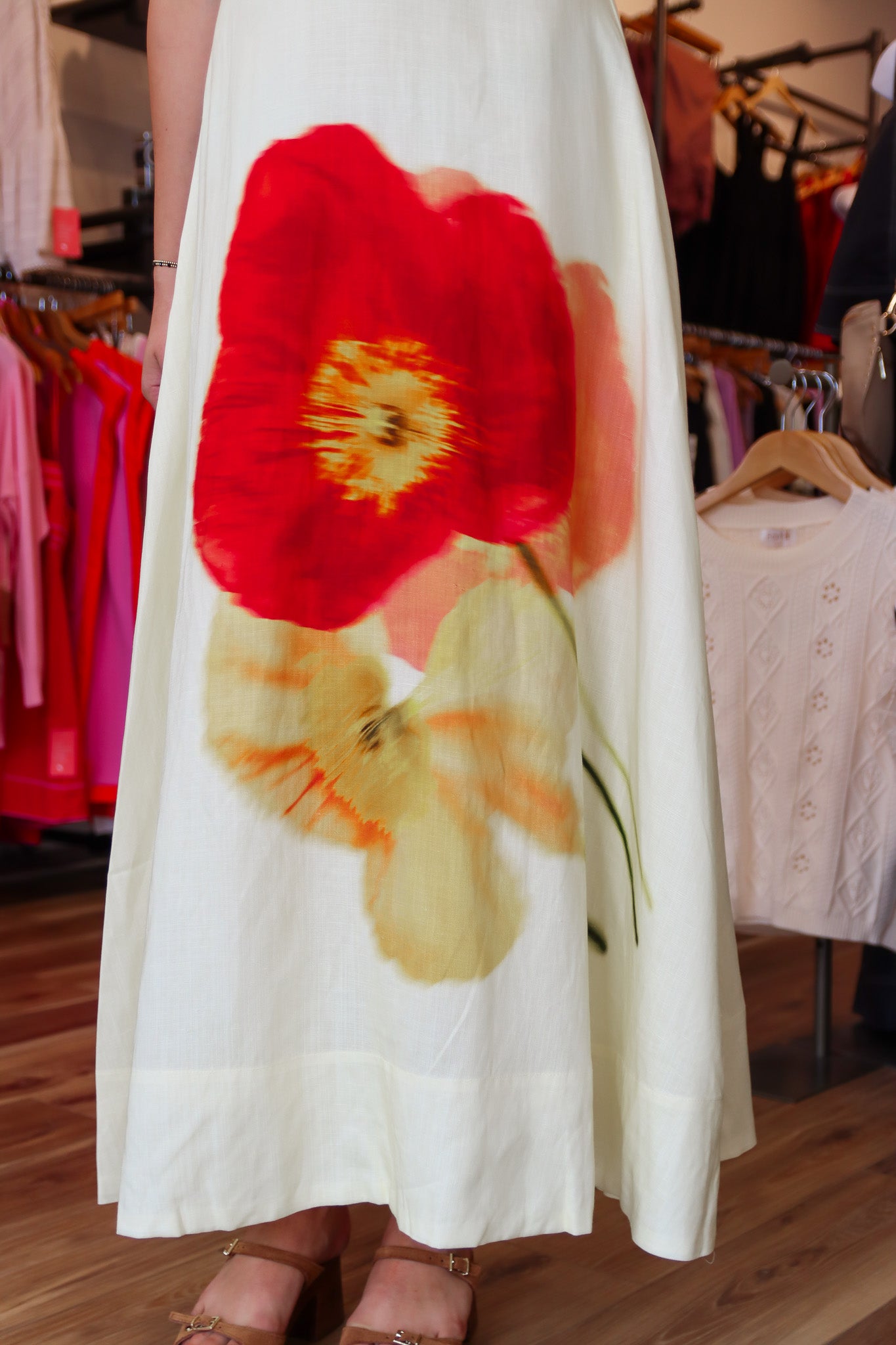ASTR THE LABEL “XIMENA” STRAPLESS FLORAL MAXI DRESS