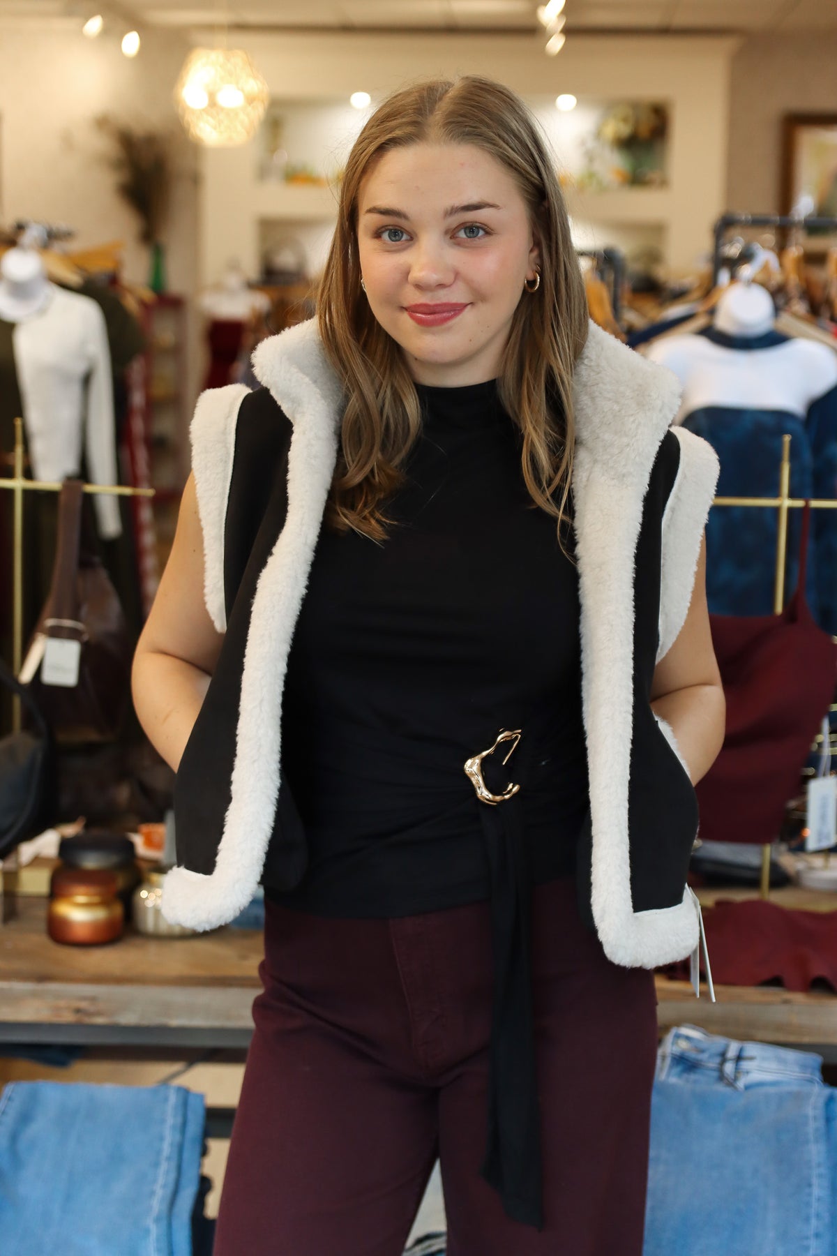 ELAN REVERSIBLE FUR/LEATHER VEST
